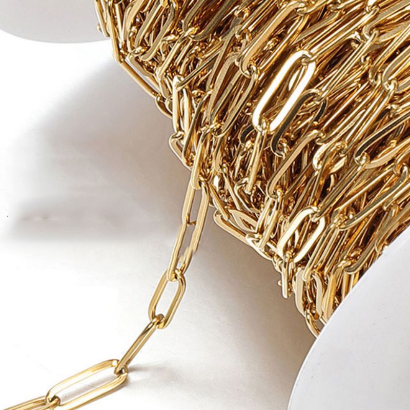 Gold 4x12mm Stainless Steel Chain Diy Chain [1 Meter/bag] :Asujewelry.com